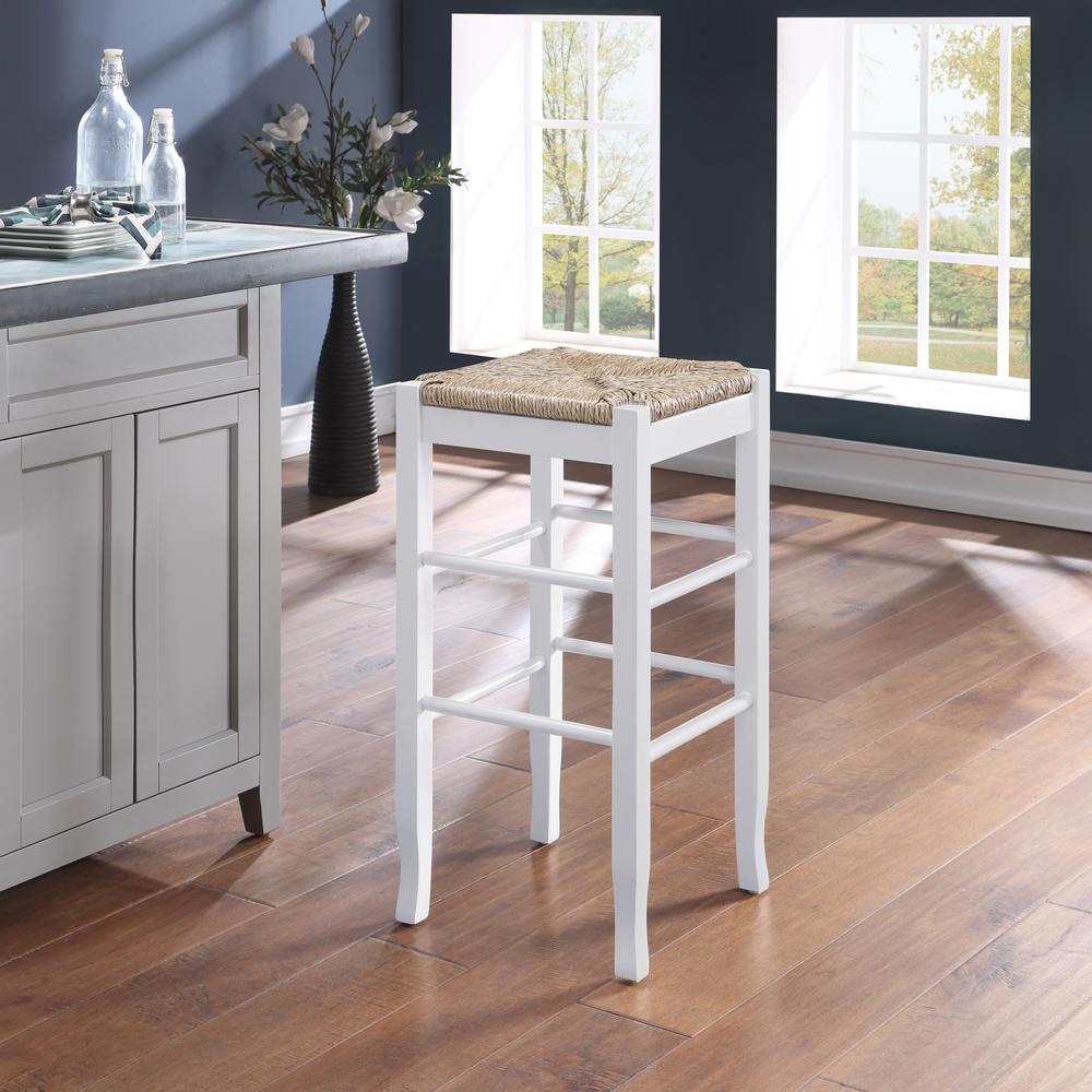 Square Rush Backless Bar Stool - Cream. Picture 4
