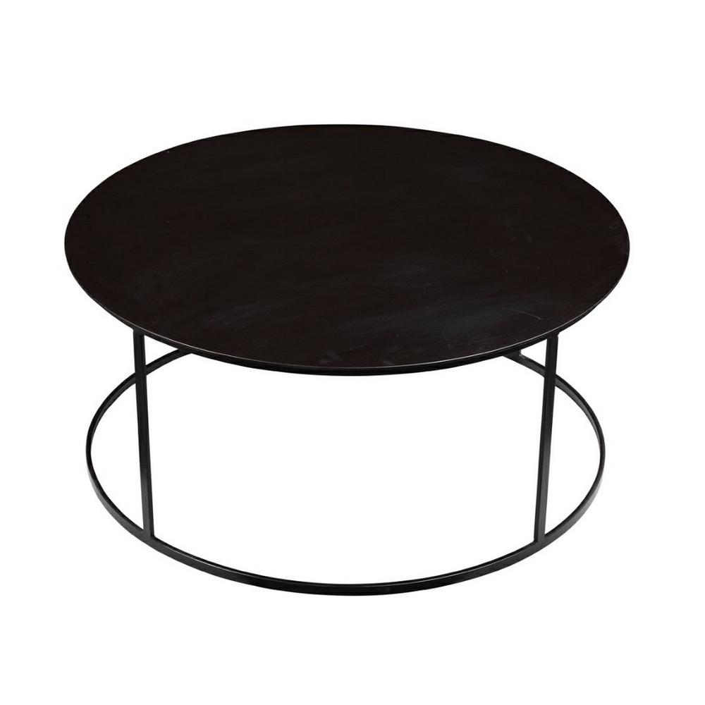 Landon Round Metal End Table - Dark Brown Finish. Picture 1