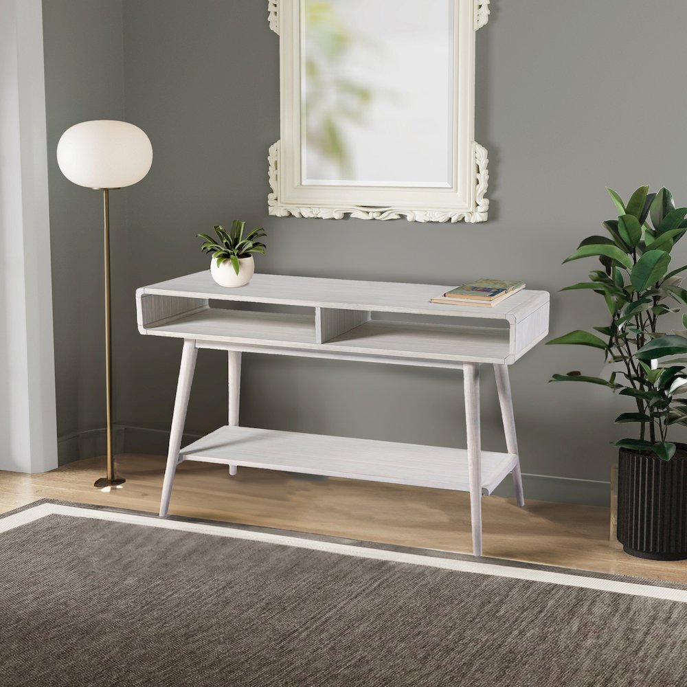 Wood Cambria Console Table - Zebrano Whitewash Finish. Picture 9