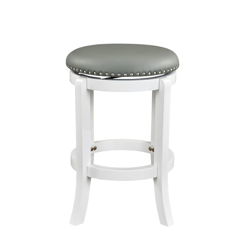 Cordova 24.5" Backless Faux Leather & Wood Swivel Counter Stool in White. Picture 2