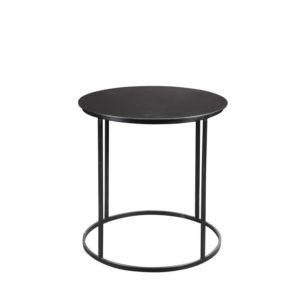Landon Round Metal End Table - Dark Brown Finish. Picture 1