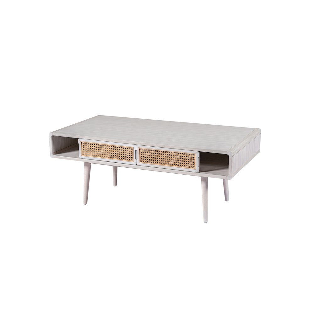 Cambria Coffee Table - Zebrano Whitewash/Natural Cane. Picture 7