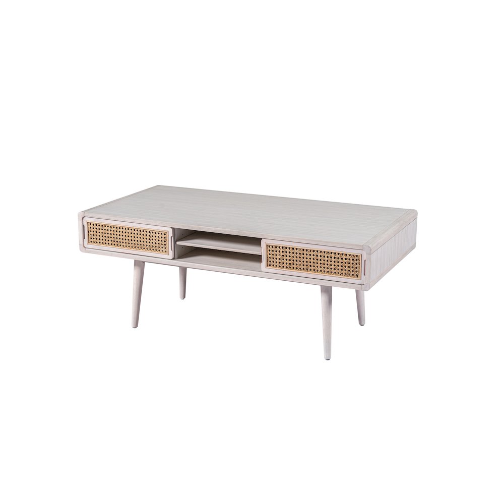 Cambria Coffee Table - Zebrano Whitewash/Natural Cane. Picture 1