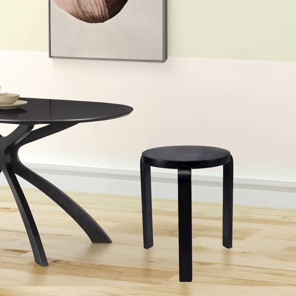 Mateo Round Backless Stacking Stools - Set of 2 - Black. Picture 5