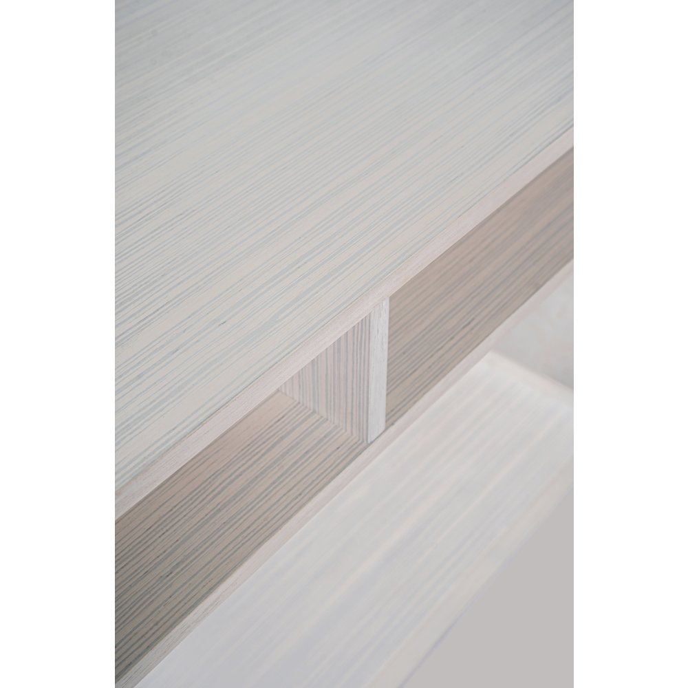Wood Cambria Console Table - Zebrano Whitewash Finish. Picture 5