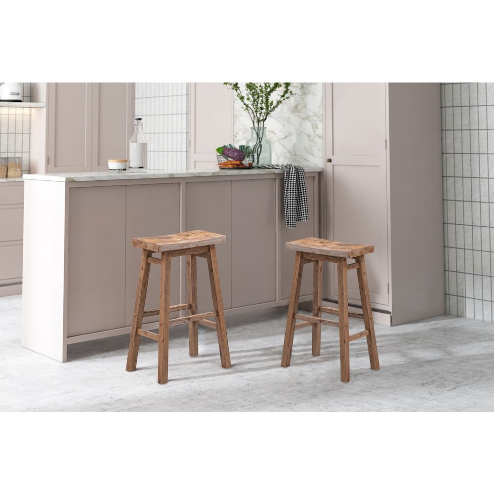 Sonoma Backless Saddle Bar Stool - Barnwood Wire-Brush. Picture 6