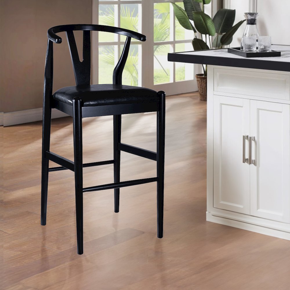 Wishbone Bar Height  Kitchen Bar Stool - Black Finish. Picture 7