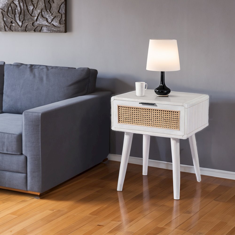 Cambria End Table - Zebrano Whitewash/Natural Cane. Picture 10