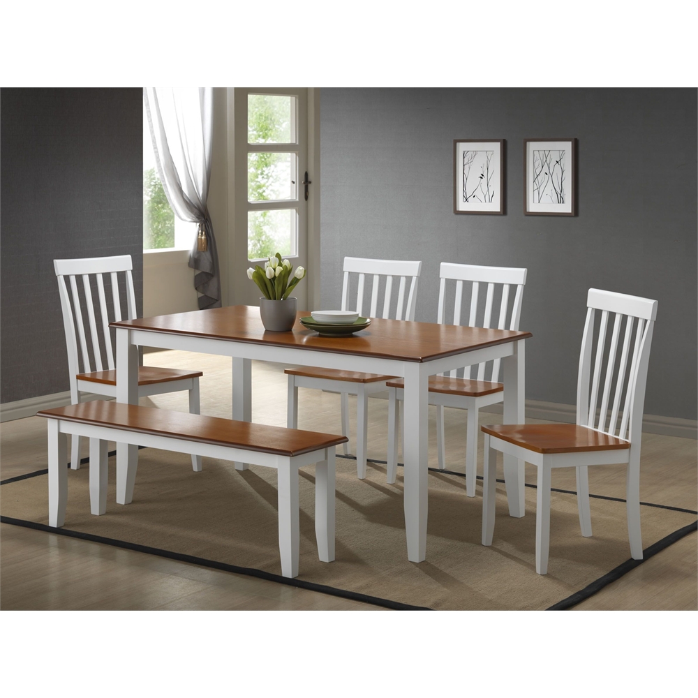 6pc Bloomington Dining Set, White/Honey Oak. Picture 1