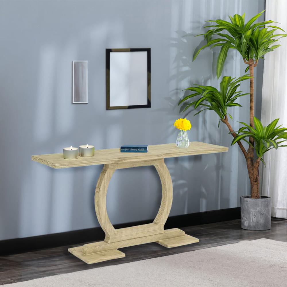 Zen Rectangular Pine Wood Console Table - Barnwood Sandblast. Picture 7