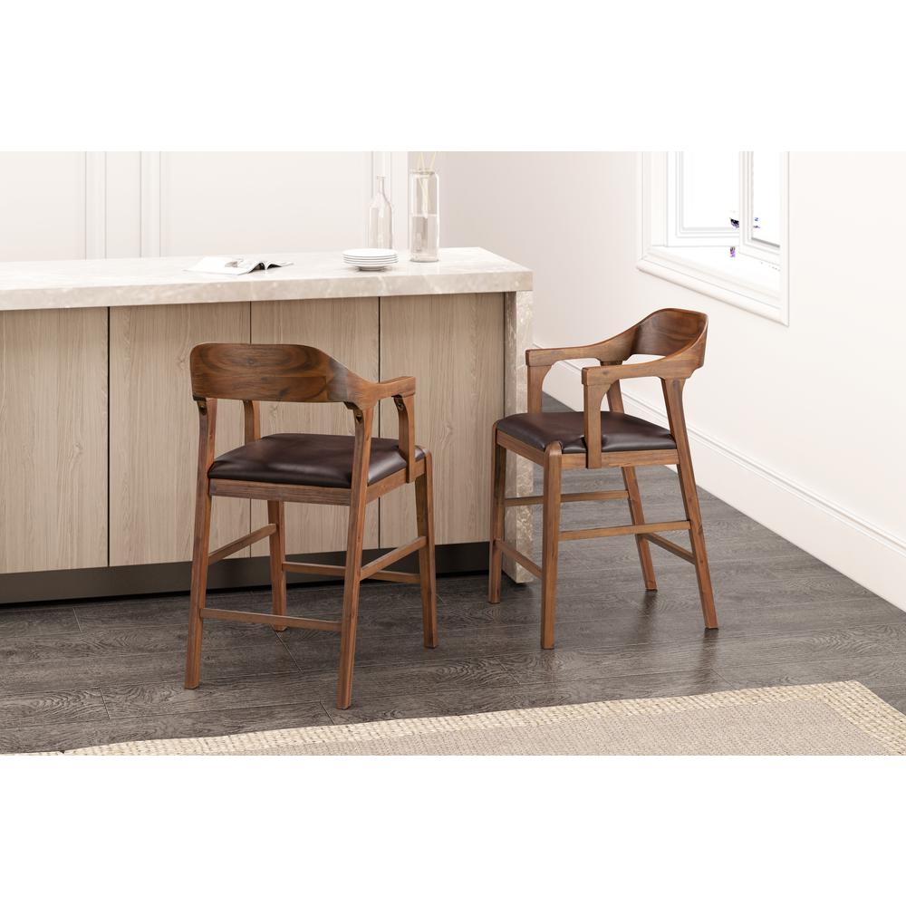 Rasmus Wood Counter Stool - Chestnut Wire-Brush Finish. Picture 7