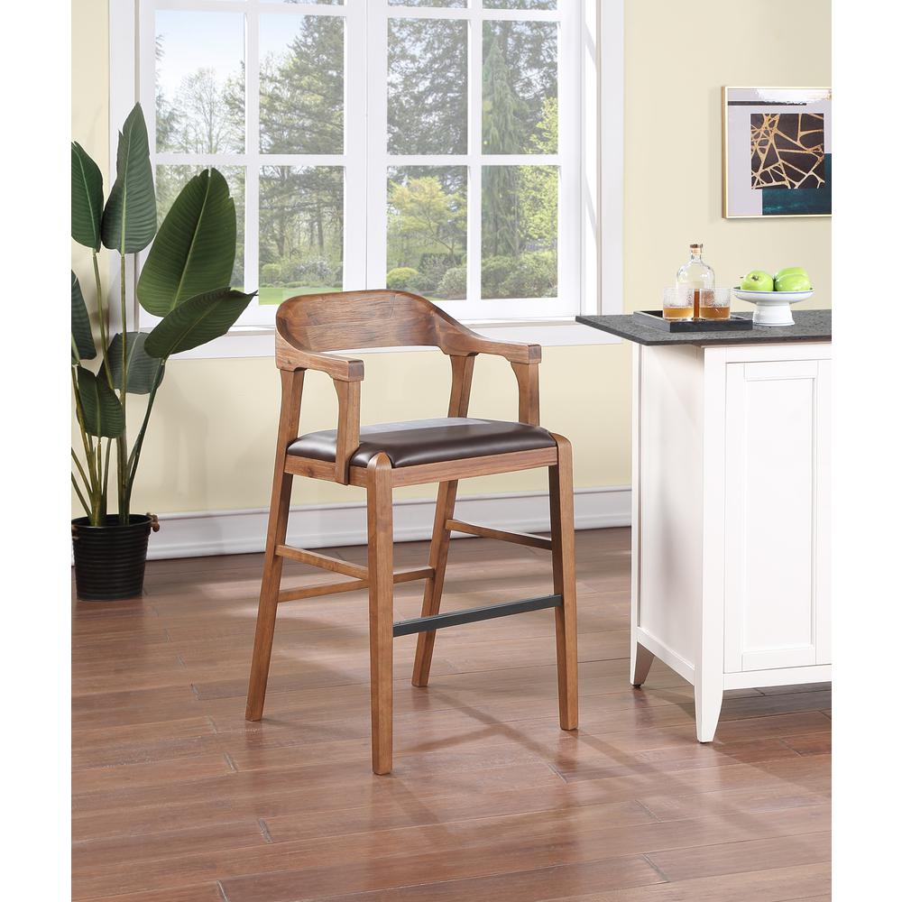 Rasmus Wood Bar Stool - Chestnut Wire-Brush Finish. Picture 7