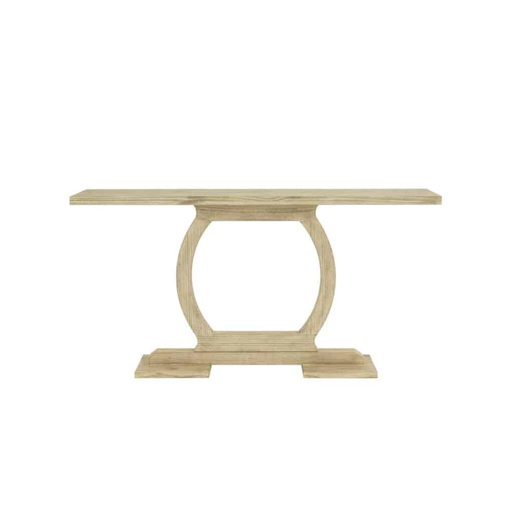 Zen Rectangular Pine Wood Console Table - Barnwood Sandblast. Picture 3