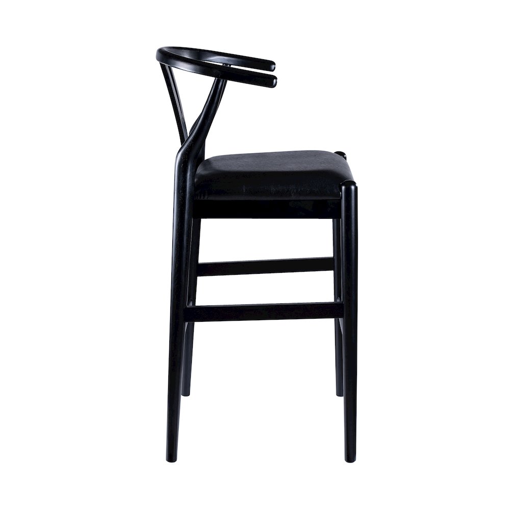 Wishbone Bar Height  Kitchen Bar Stool - Black Finish. Picture 3