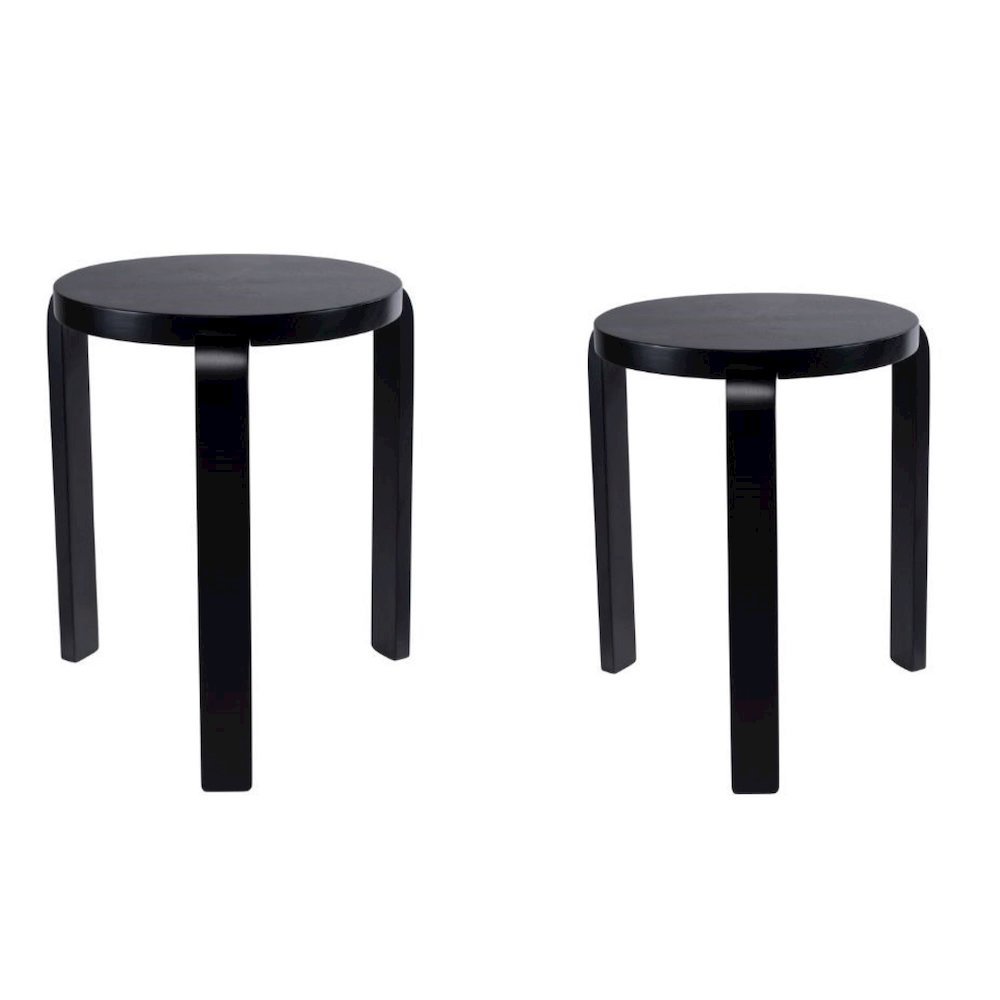 Mateo Round Backless Stacking Stools - Set of 2 - Black. Picture 4