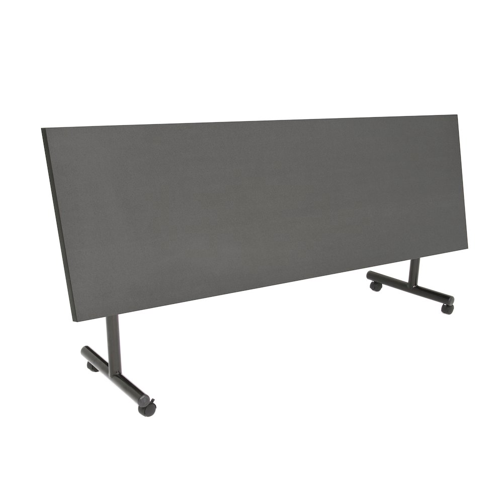 84 x 24 in. Flip-Top Privacy Nesting Table- Grey, 3 Zeng Stack Chairs- Blue. Picture 2