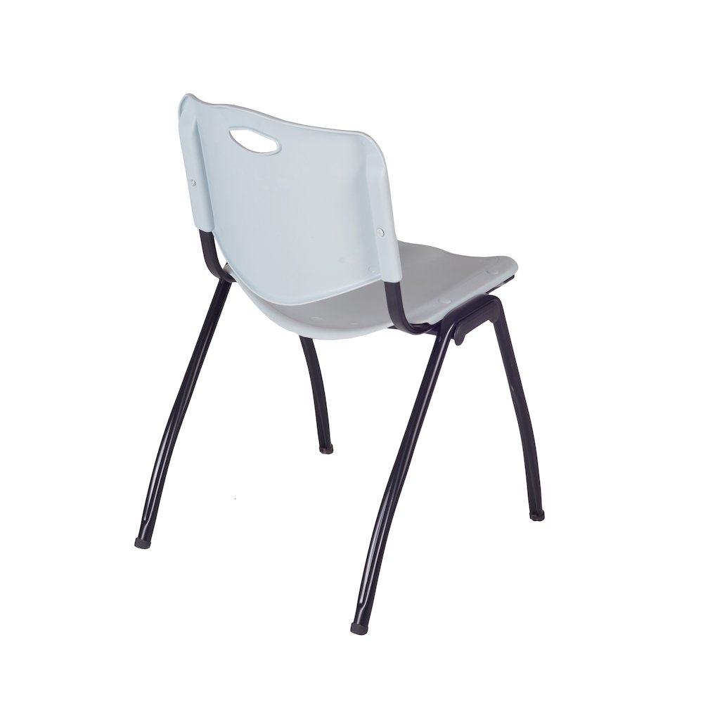 30 in Square Breakroom Table- Maple Top, Black Legs, 4 M Stack Chairs- Grey. Picture 4