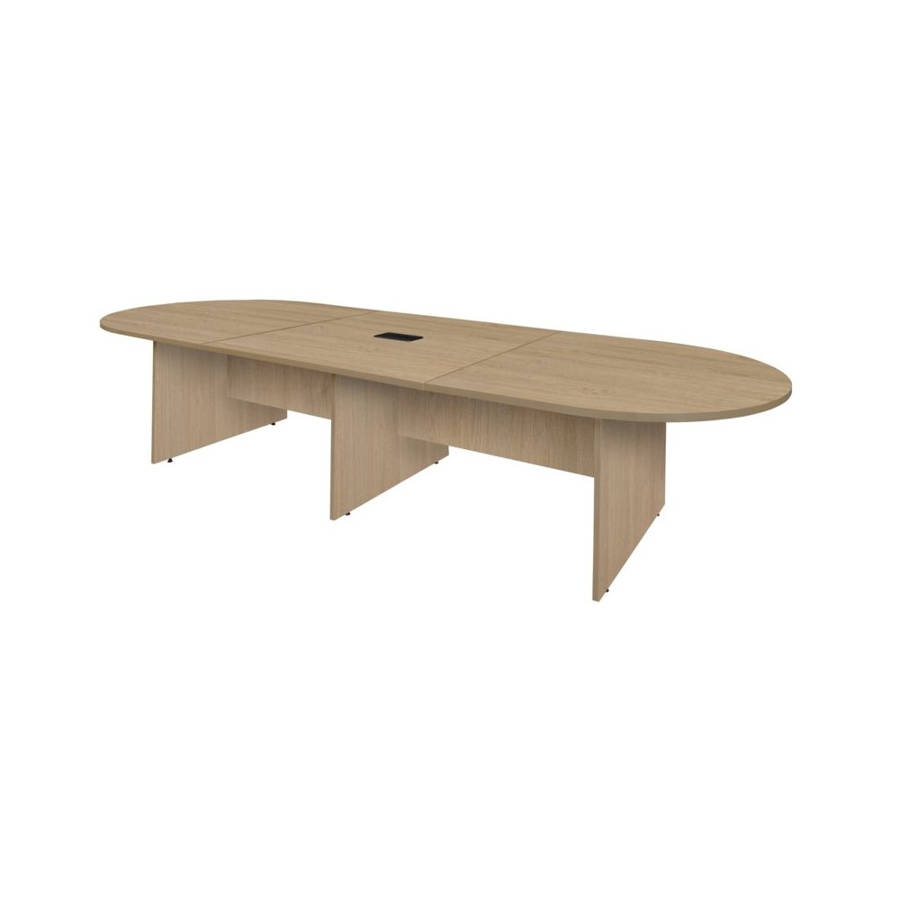 12 ft. Racetrack Laminate Conference Table with Charging Port- Noble Oak. Picture 2