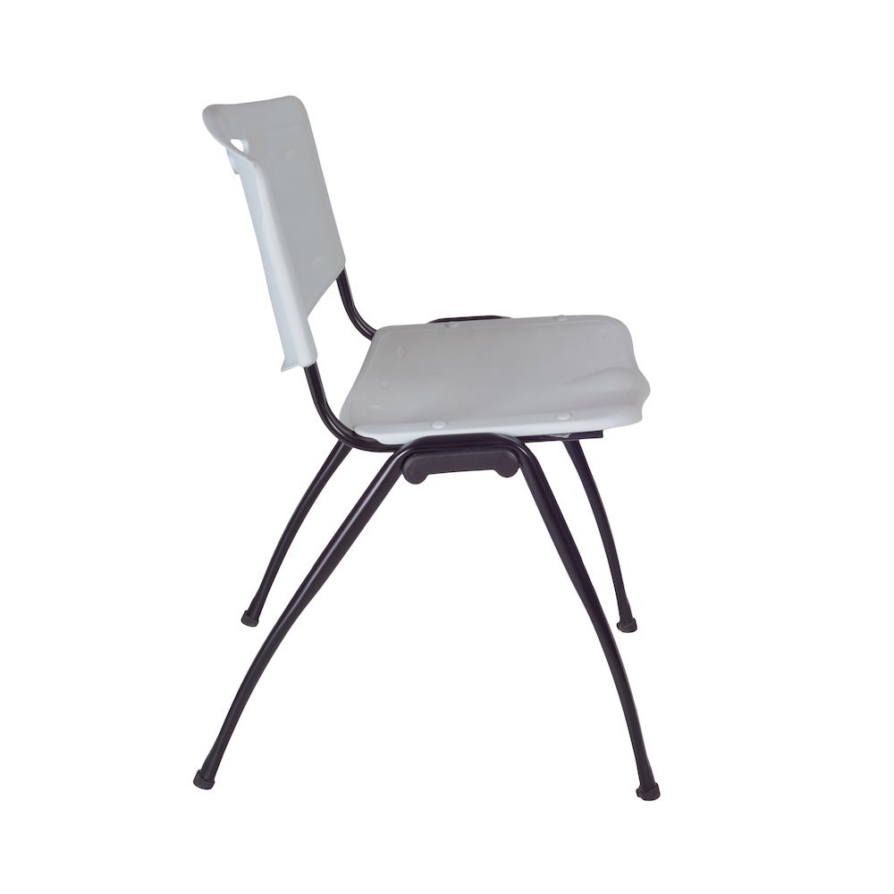 42 in Square Breakroom Table- Cherry Top, Chrome Legs, 4 M Stack Chairs- Grey. Picture 3