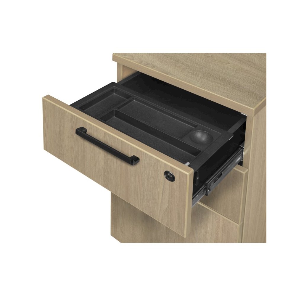 60 x 77 in. L Desk with Single Full Pedestal Drawer Unit- Noble Oak. Picture 8