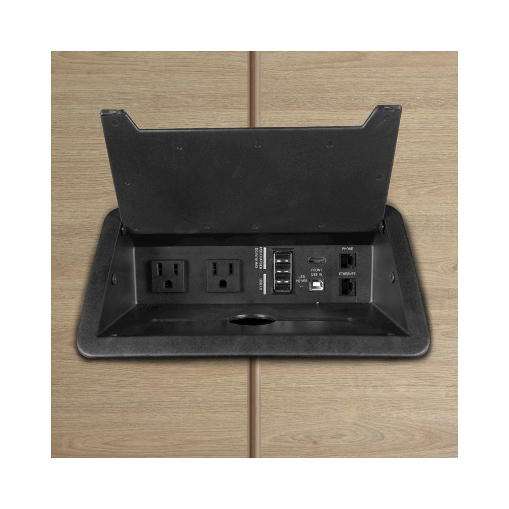 Regency Legacy 10 ft. Racetrack Conference Table with Charging Port- Noble Oak. Picture 5