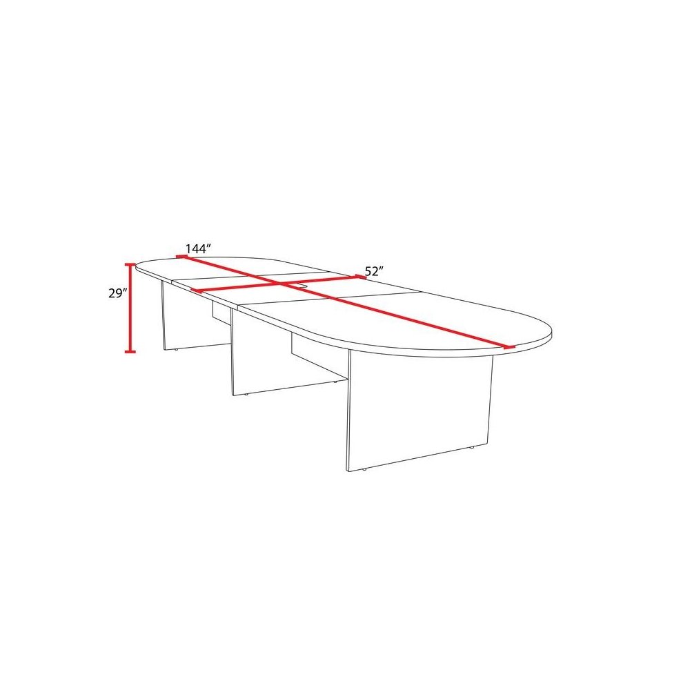 12 ft. Racetrack Laminate Conference Table with Charging Port- Noble Oak. Picture 4