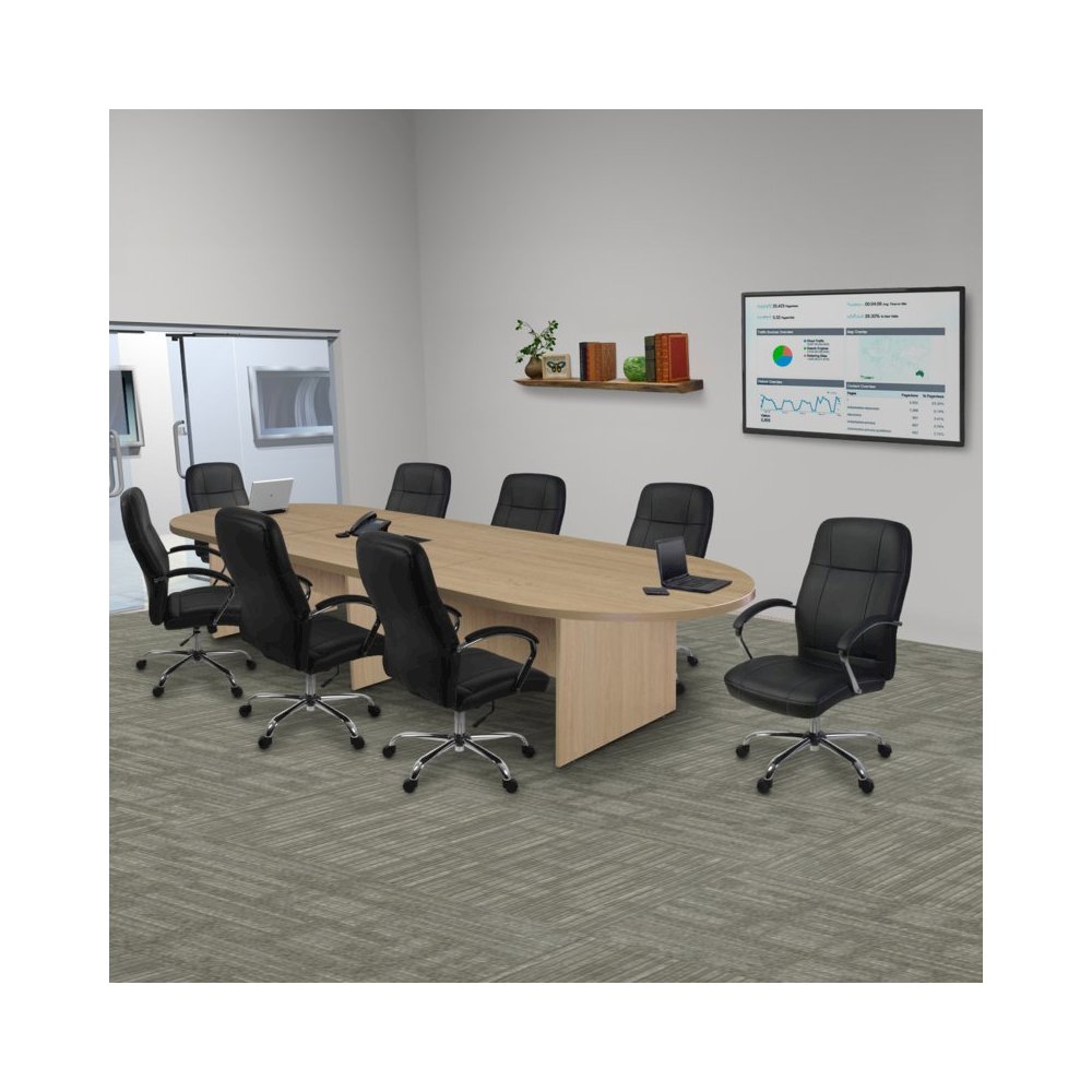 12 ft. Racetrack Laminate Conference Table with Charging Port- Noble Oak. Picture 3