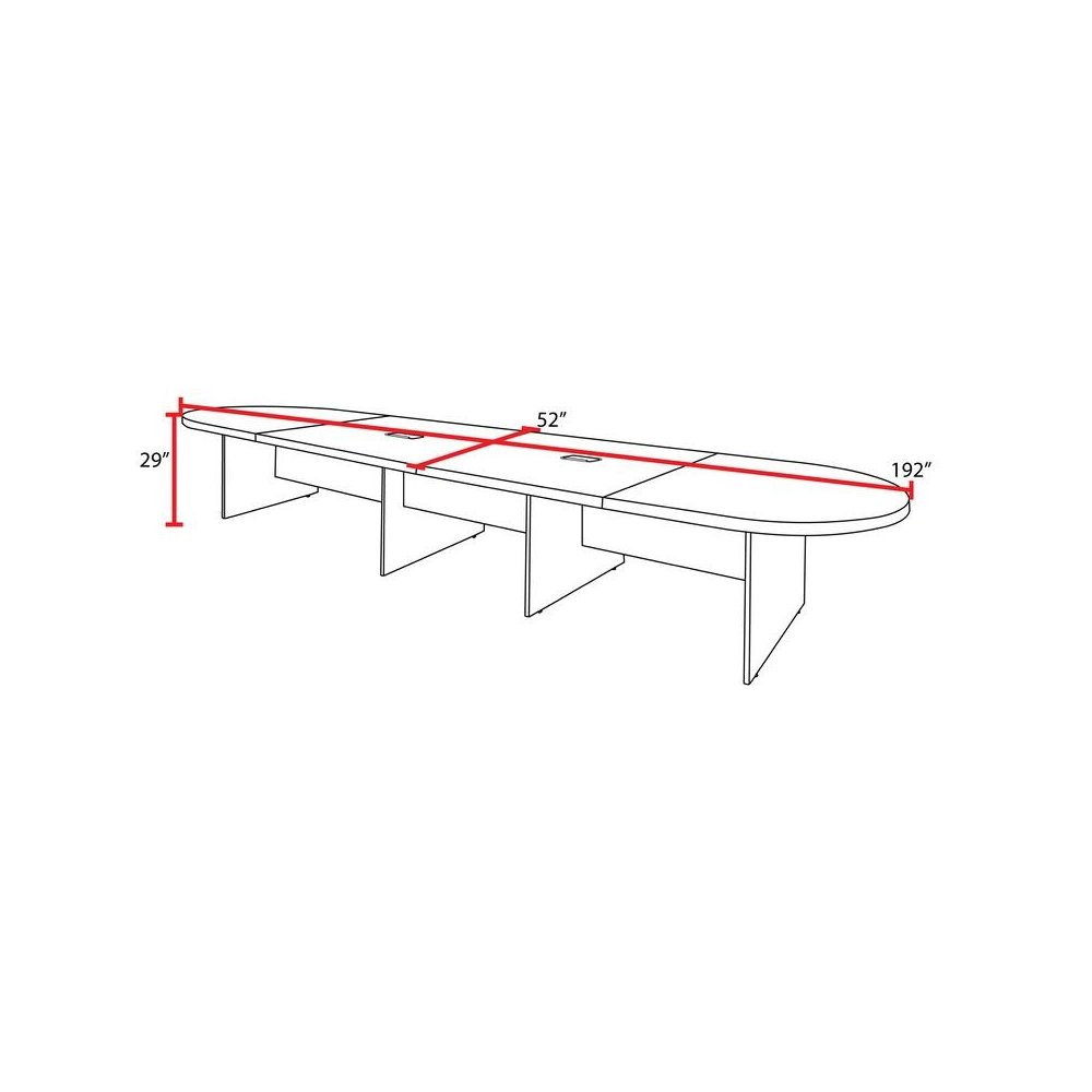 16 ft Racetrack Laminate Conference Table with 2 Charging Ports- Noble Oak. Picture 4