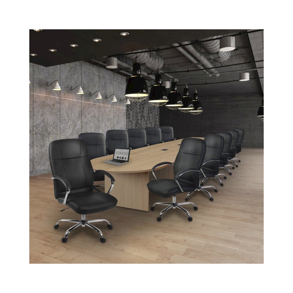 16 ft Racetrack Laminate Conference Table with 2 Charging Ports- Noble Oak. Picture 3