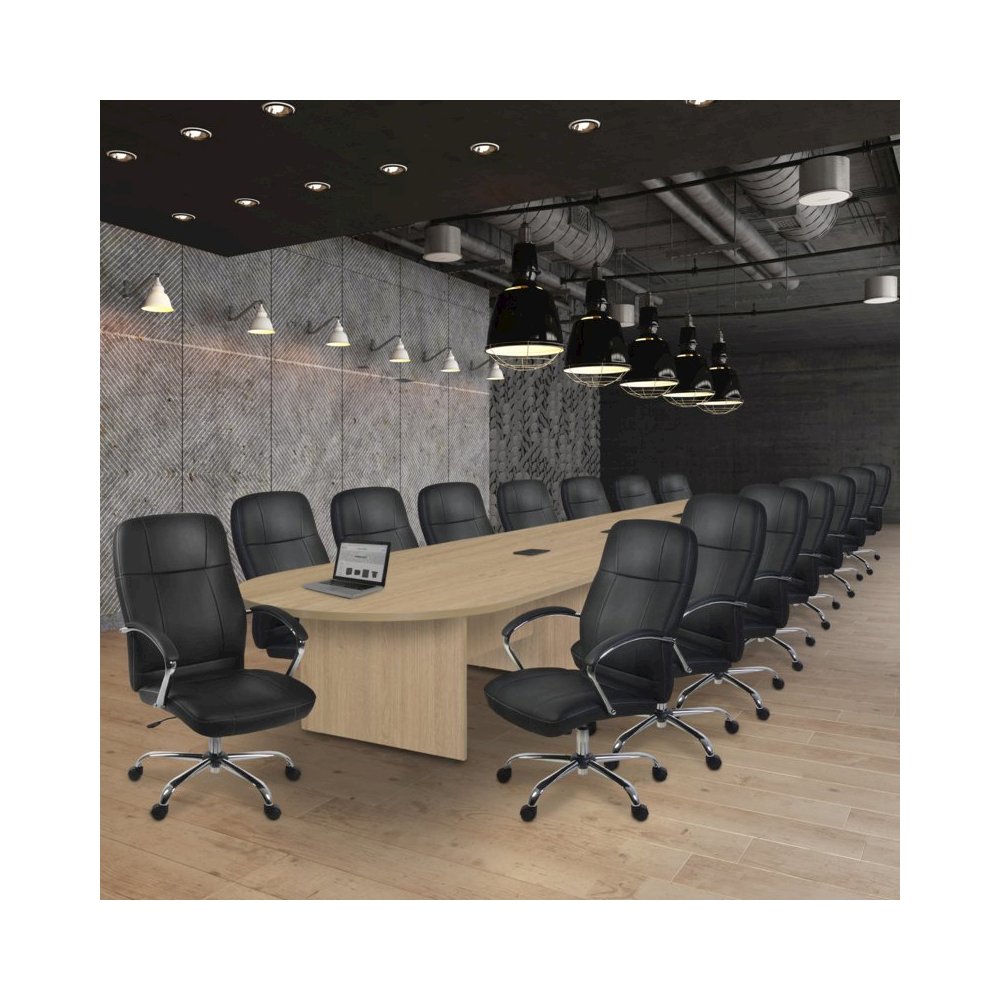 20 ft Racetrack Laminate Conference Table with 3 Charging Ports- Noble Oak. Picture 3