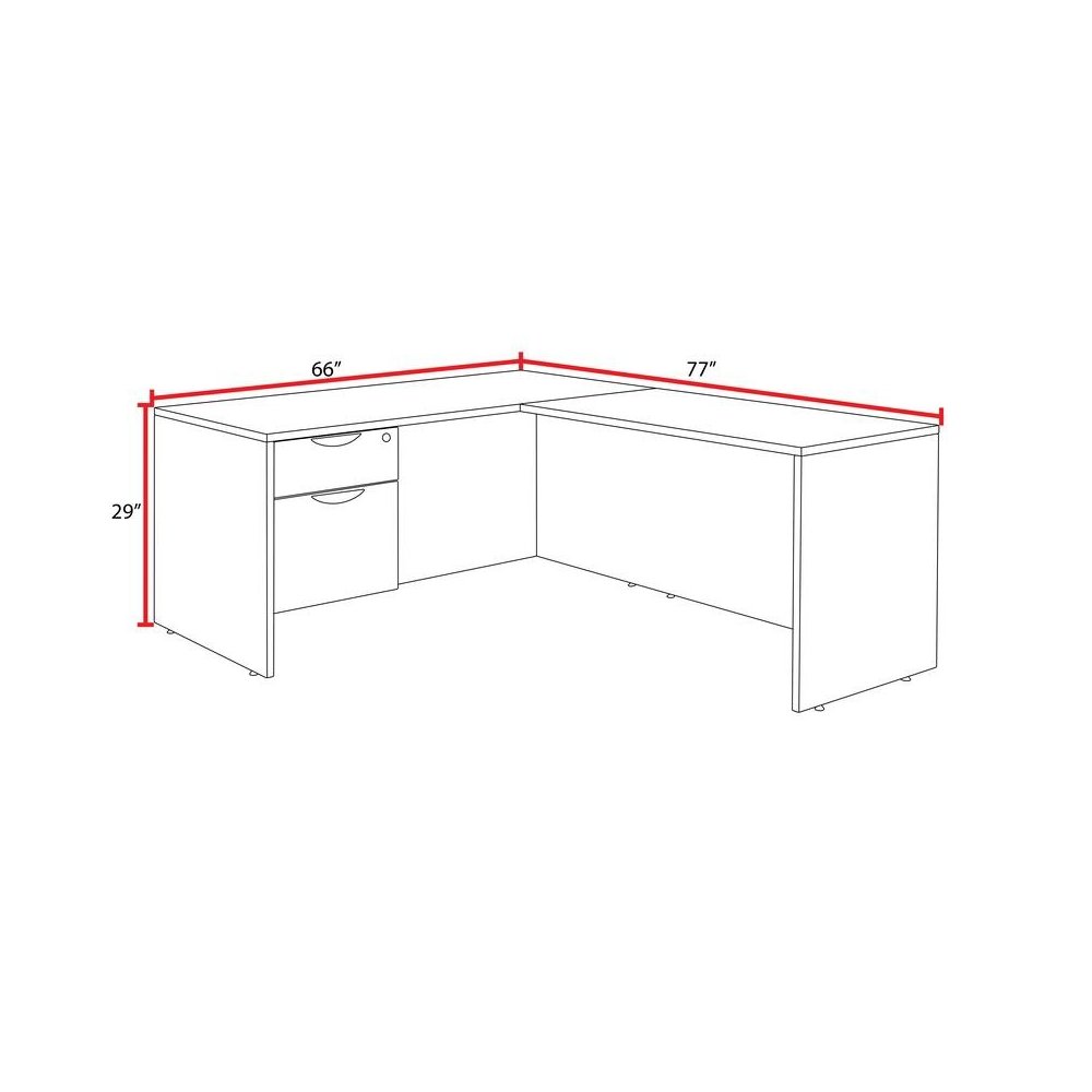Regency Legacy 66 x 77 in. L Desk with Single Pedestal Drawer Unit- Noble Oak. Picture 4