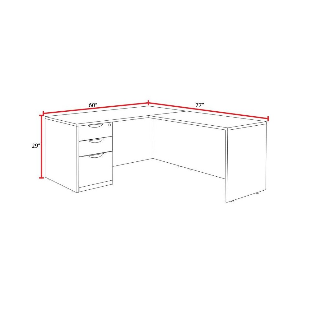 60 x 77 in. L Desk with Single Full Pedestal Drawer Unit- Noble Oak. Picture 4