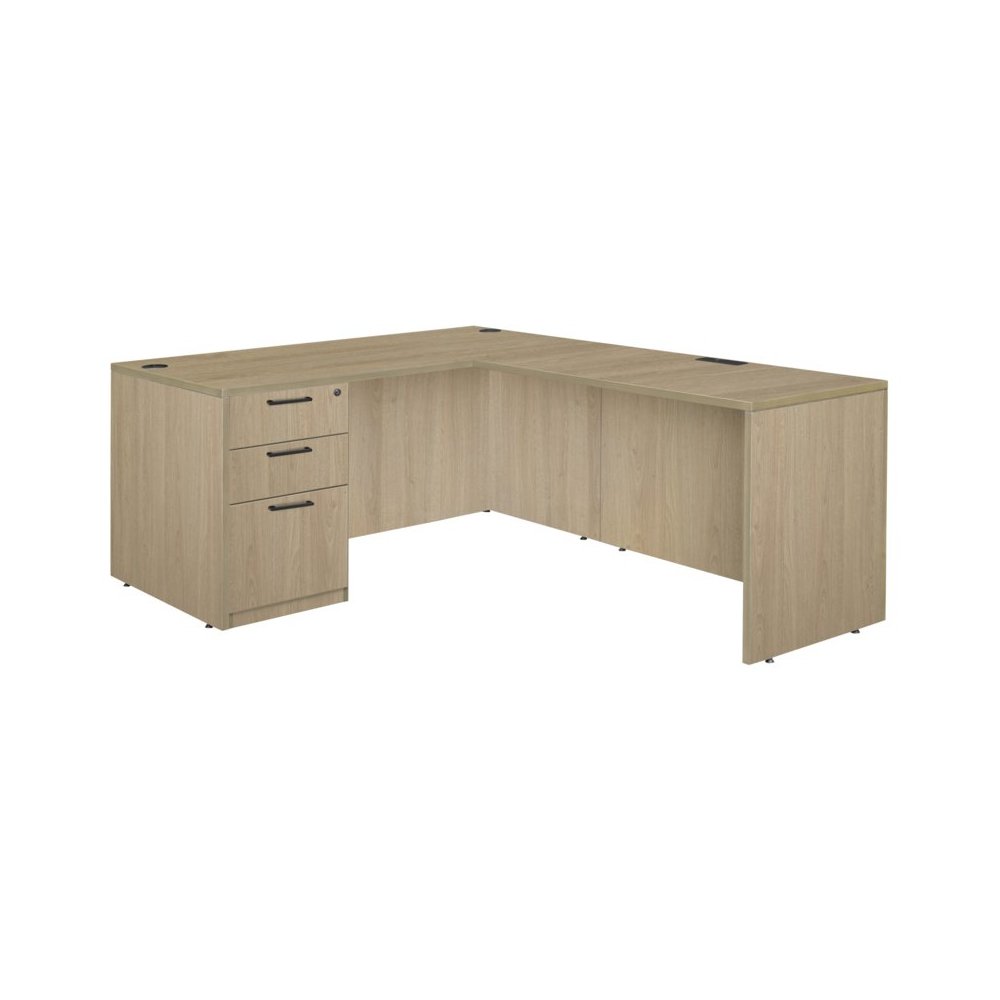 60 x 77 in. L Desk with Single Full Pedestal Drawer Unit- Noble Oak. Picture 1