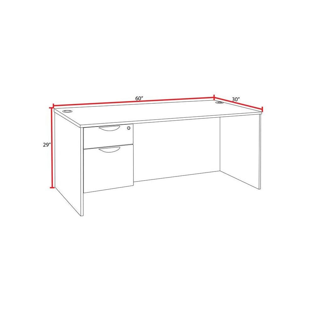 60 x 30 in. Executive Desk with Single Pedestal Drawer Unit- Noble Oak. Picture 4