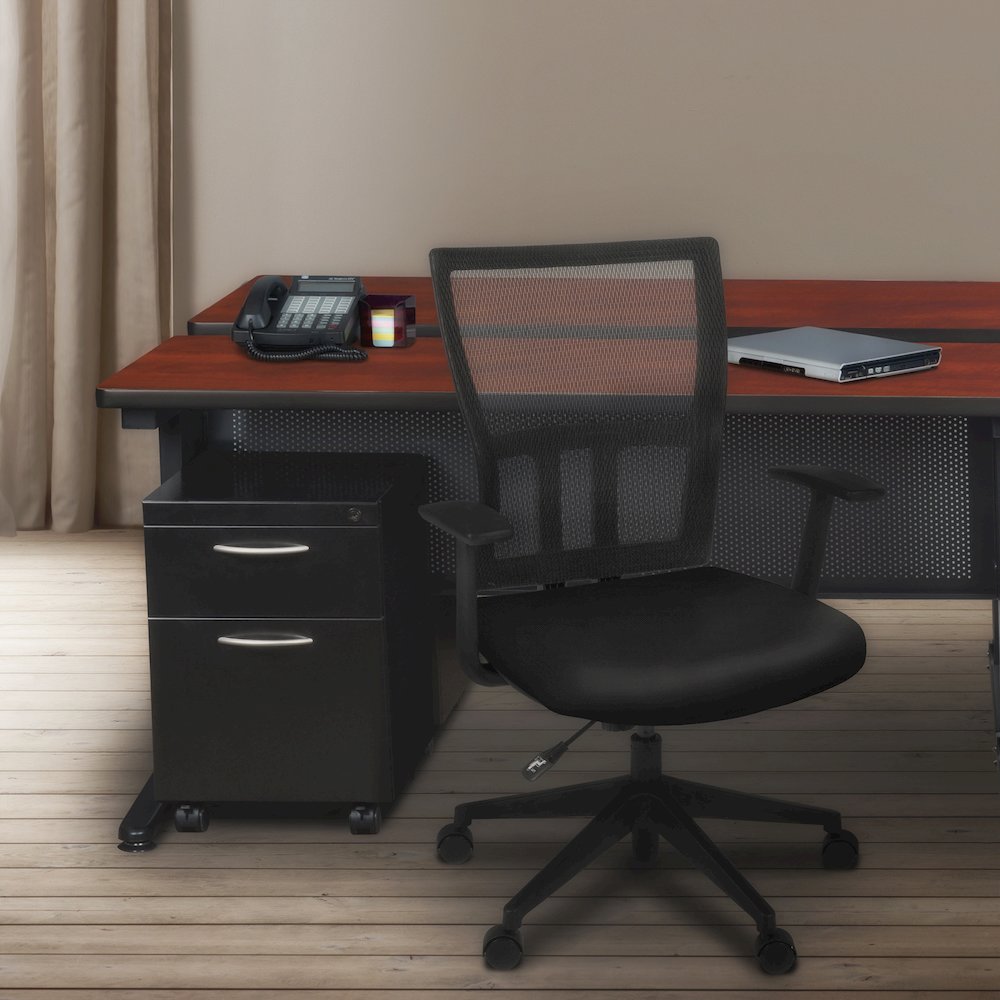 72 x 58 in. 2 Person Bench Workstation Desk- Cherry. Picture 7