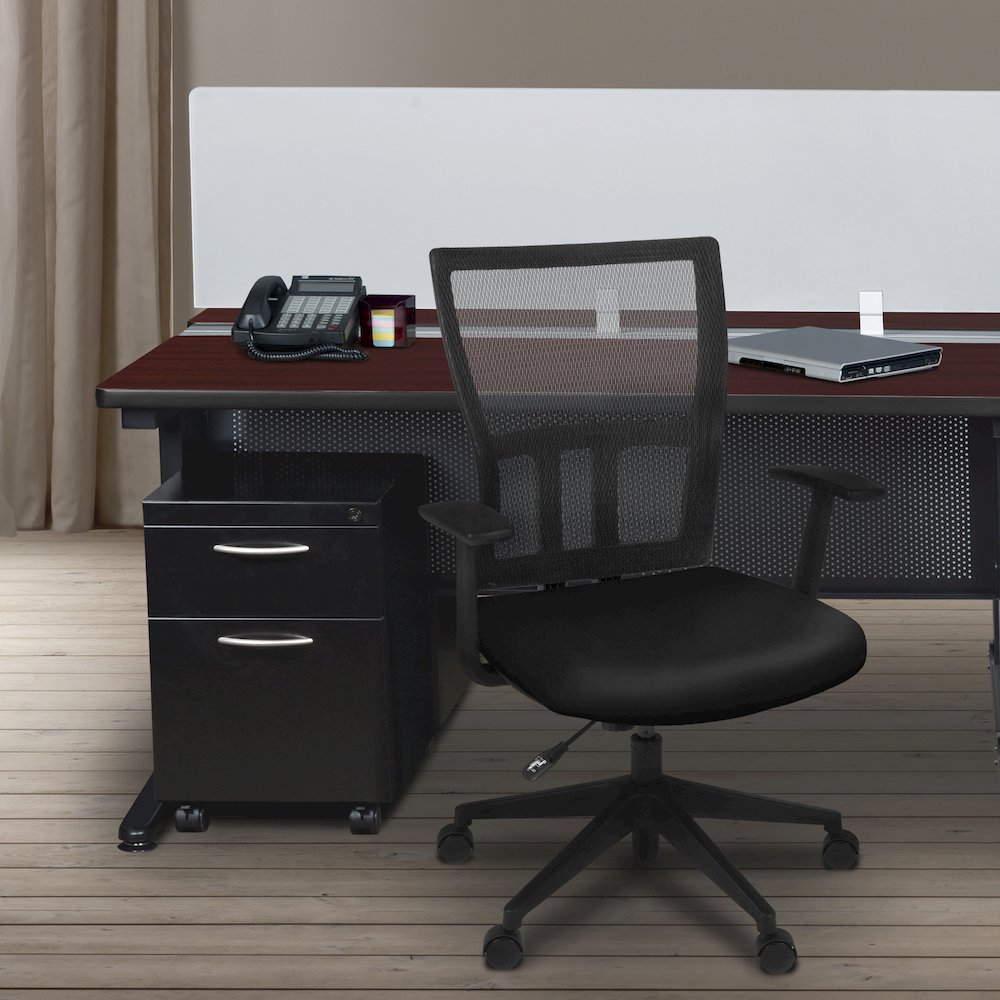 66 x 24 in. 2 Person Bench Workstation with Privacy Panel- Mahogany. Picture 8