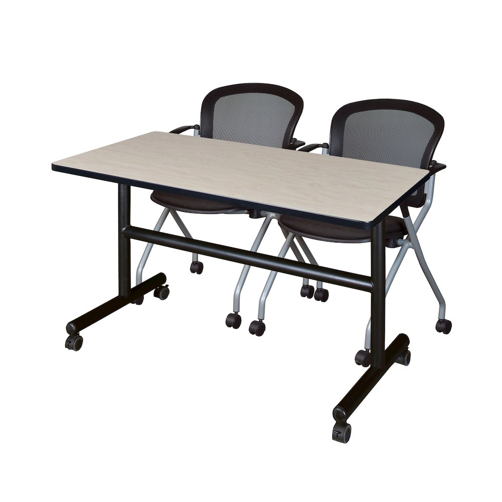 48 x 30 in. Flip-Top Training Nesting Table- Maple, 2 Cadence Nesting Chairs. Picture 1