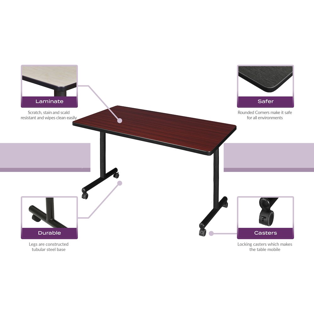 42 x 30 in. Mobile T-Base Training Seminar Table- Grey. Picture 4