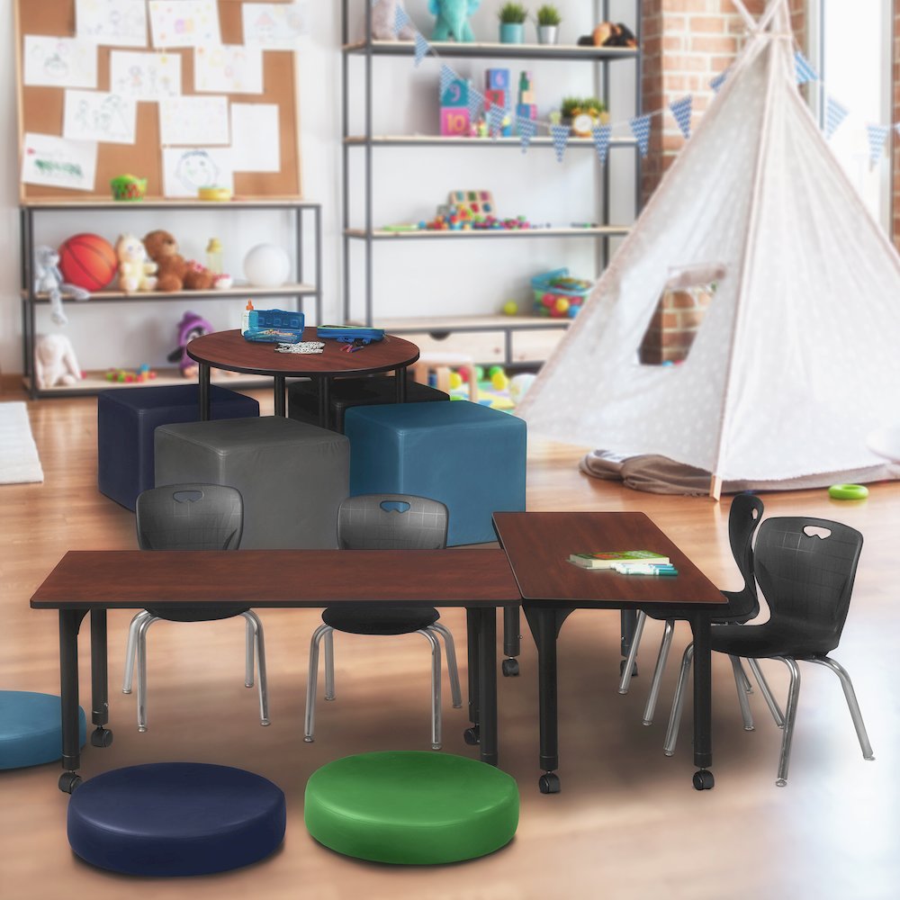 60 x 30 in. Height Adjustable Mobile Classroom Activity Table- Cherry. Picture 6
