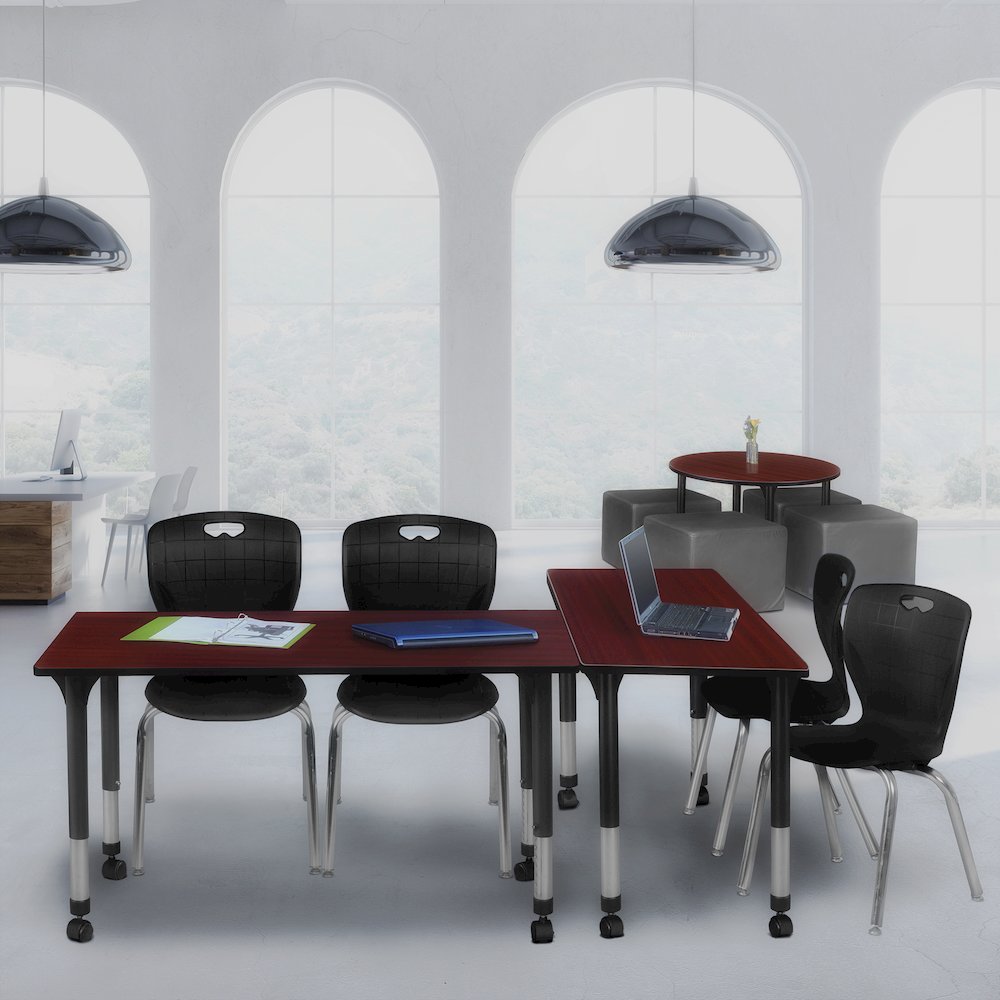 60x30 Mobile Classroom Table- Mahogany & 2 Andy 18 Stack Chairs- Black. Picture 7