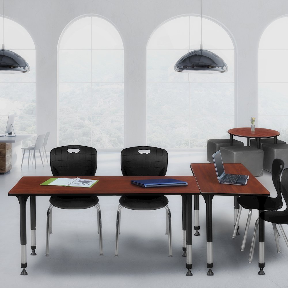 72x30 in. Adjustable Classroom Table- Cherry & 2 Andy 18 in. Stack Chairs- Black. Picture 7