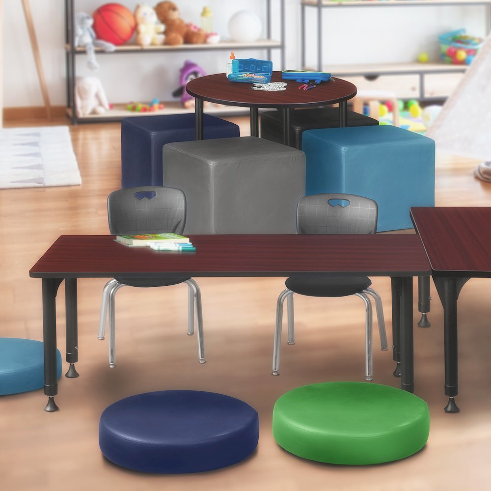 72x30 Adjustable Classroom Table- Mahogany & 2 Andy 12 Stack Chairs- Black. Picture 7