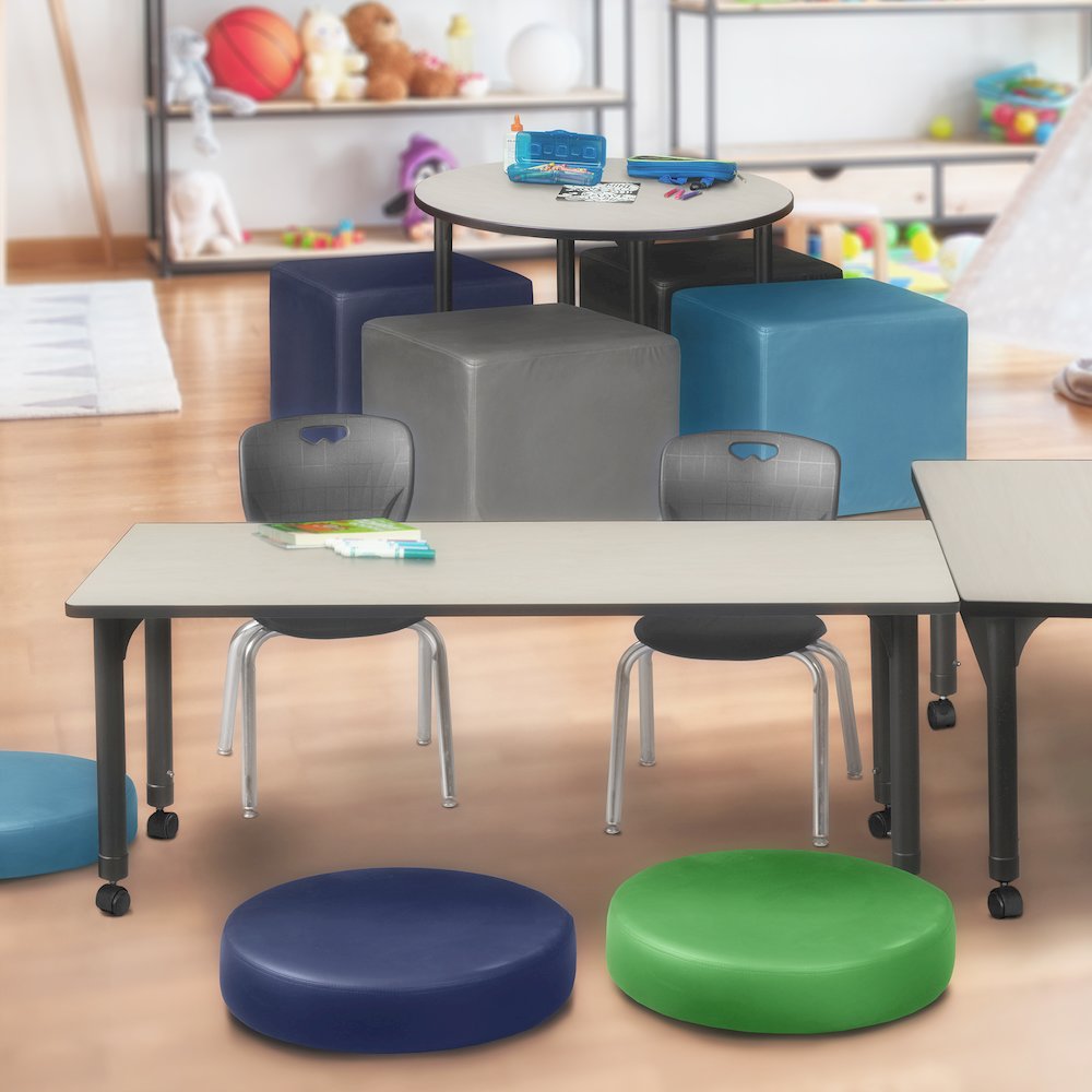 72x30 Mobile Adjustable Classroom Table- Maple & 2 Andy 12 Stack Chairs- Black. Picture 7