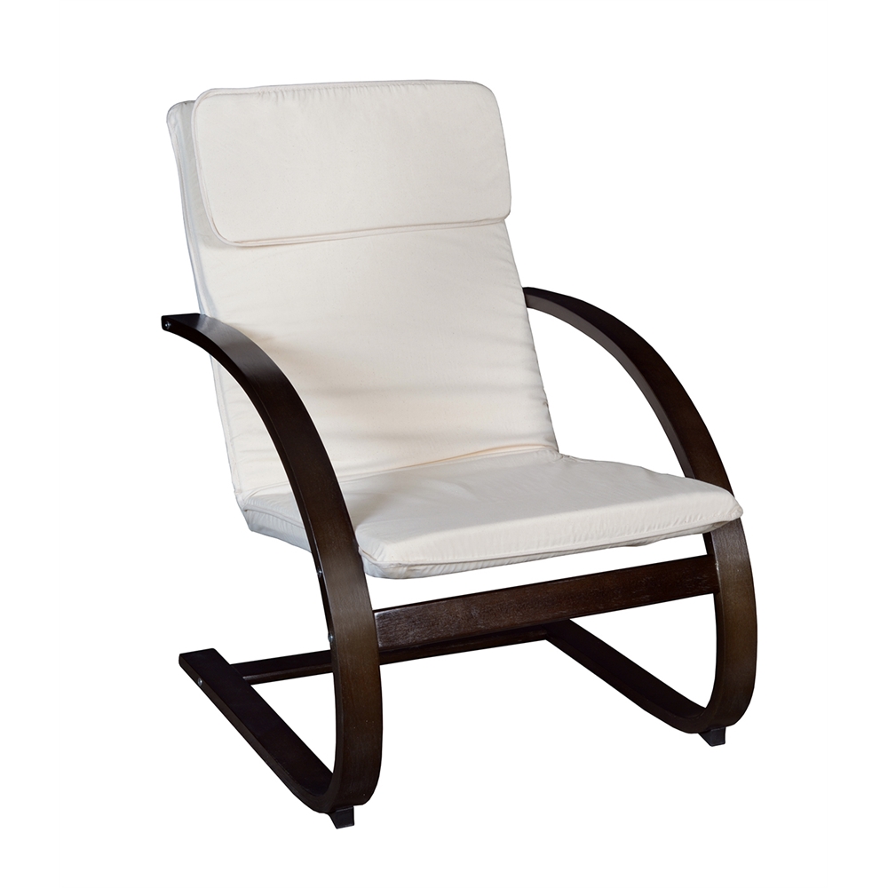 Mia Bentwood Reclining Chair- Mocha Walnut/ Beige. Picture 1