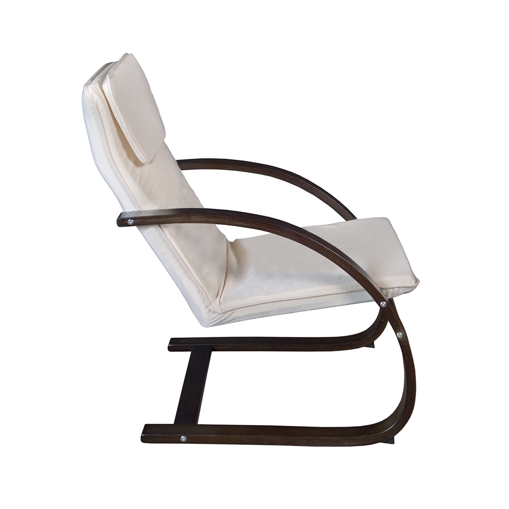 Mia Bentwood Reclining Chair- Mocha Walnut/ Beige. Picture 4
