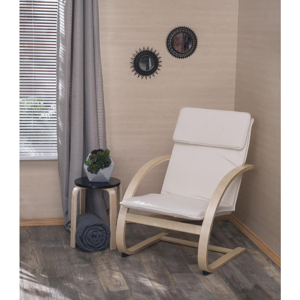 Mia Bentwood Reclining Chair- Natural/ Beige. Picture 3