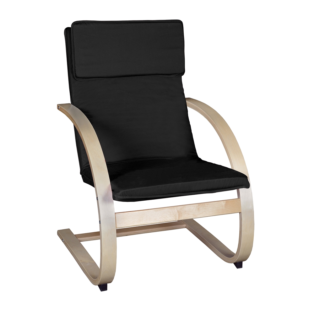 Mia Bentwood Reclining Chair- Natural/ Black. Picture 1