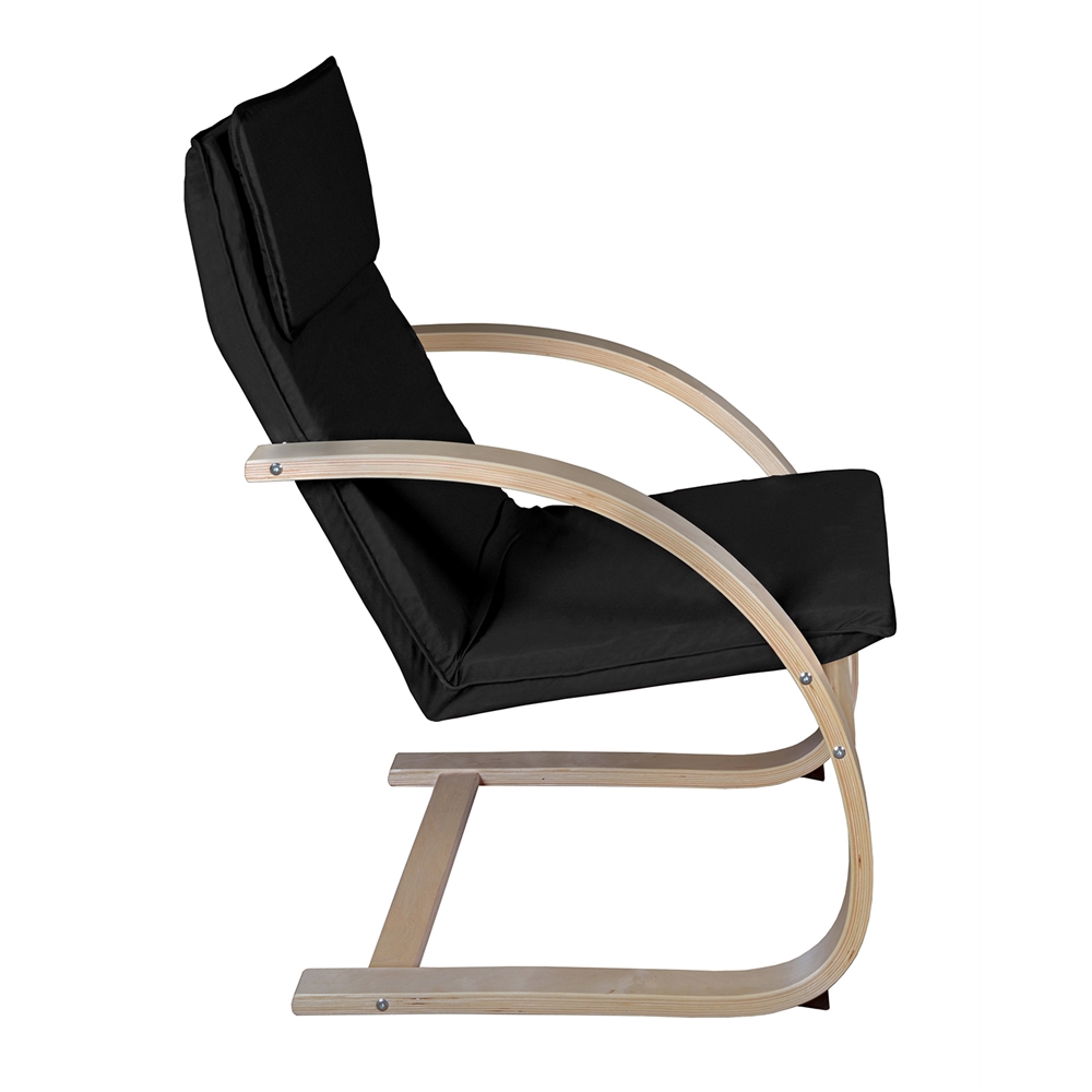 Mia Bentwood Reclining Chair- Natural/ Black. Picture 4
