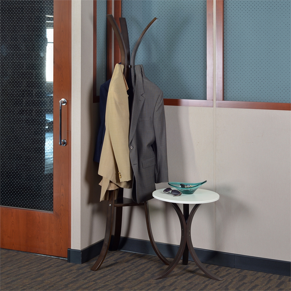 Mia Bentwood Side Table- Mocha Walnut and Beige. Picture 4