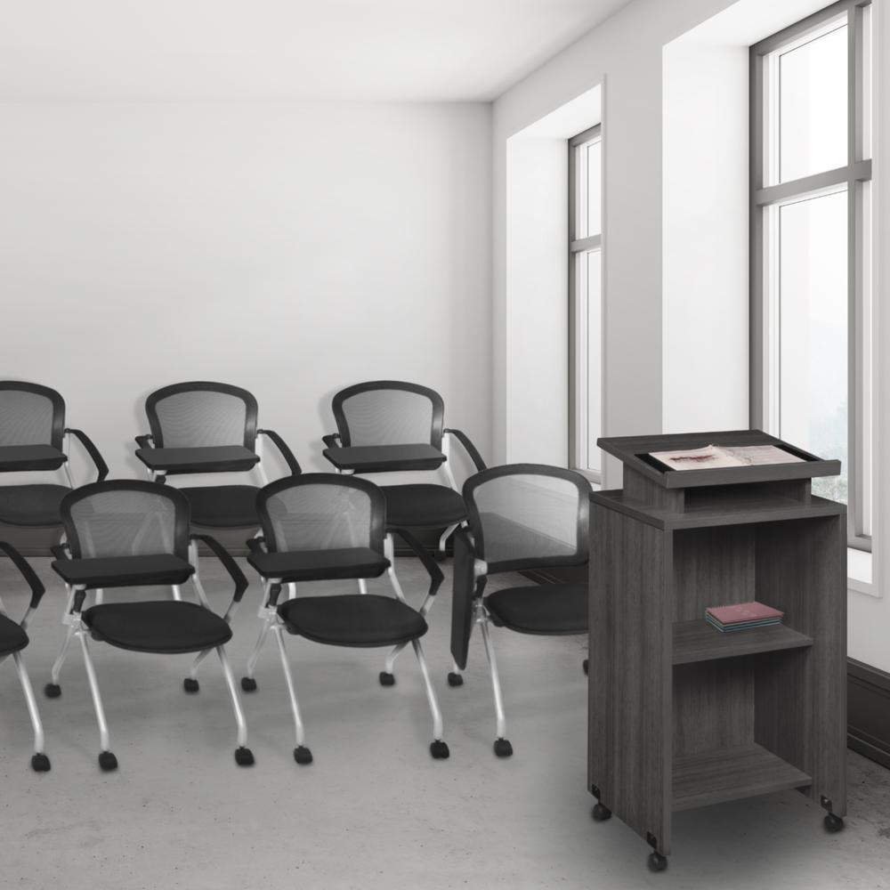 Cadence Nesting Chair with Tablet Arm - Black. Picture 8